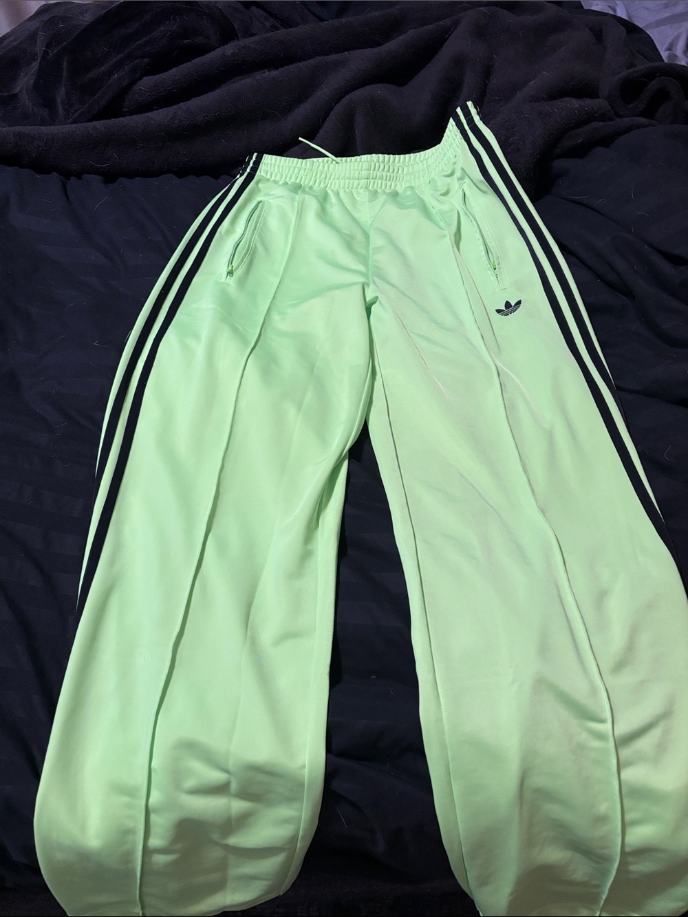 adidas Kids Mint Green Joggers with Black Side Stripes